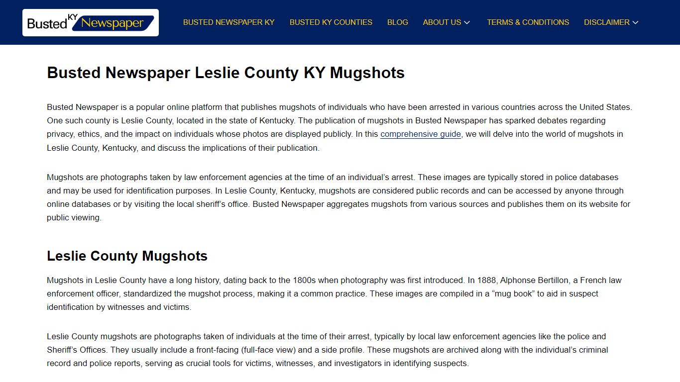 Busted Newspaper Leslie County KY Mugshots