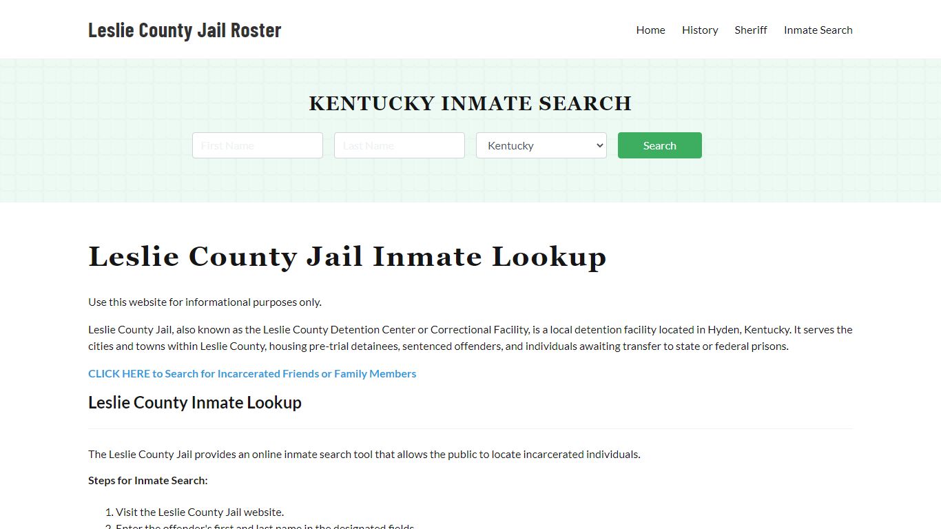 Leslie County Jail Roster Lookup, KY, Inmate Search