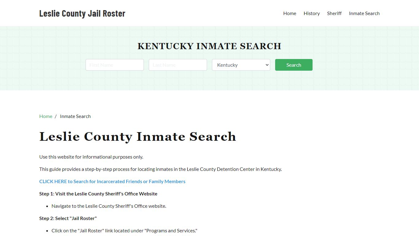 Leslie County, KY Detainee Lookup